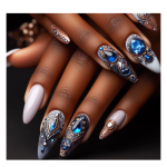 Pearls and Sapphires Inspired Nail Art🔥 Fall nails inspo