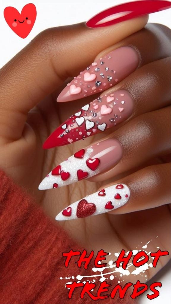 Valentines Day Nails 💖 Sprinkled with Sweet Hearts!