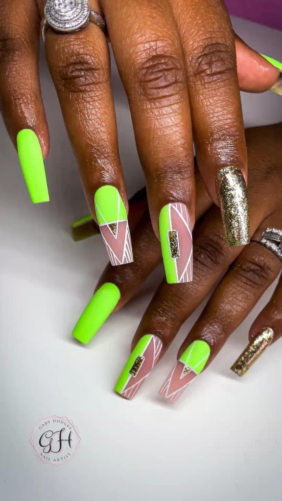 Neon Green With Line Art. Subscribe to my YouTube channel for full tutorials. Link in Bio!