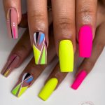 RETRO Neon Nail Set 💛💖 Click the link in my Bio for nail tutorials! @GabyHodgesNails