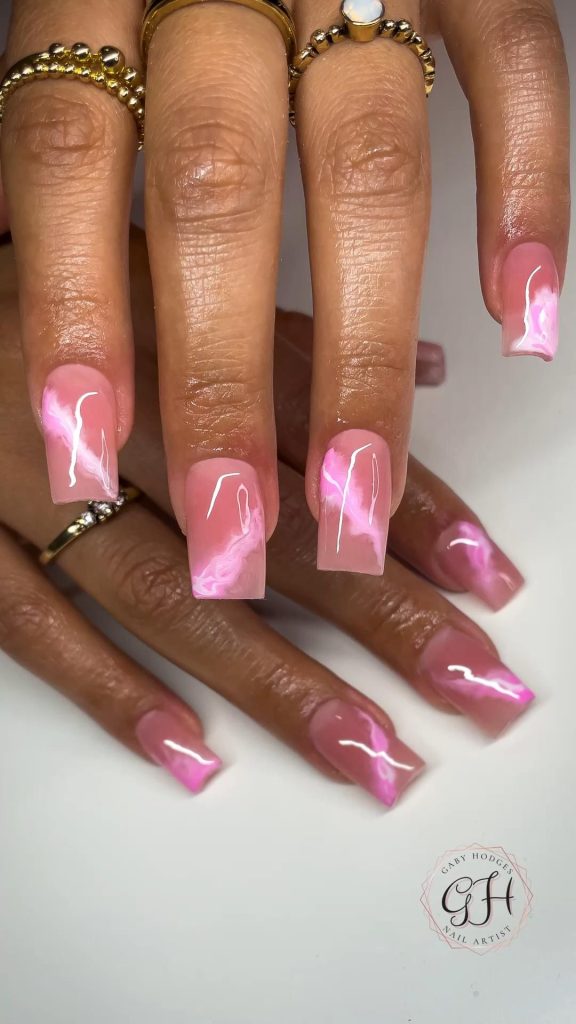 Pink Marble 💖 Don’t forget to save this Post! Click the link in my bio for more @GabyHodgesNails