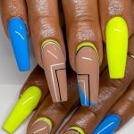 Blue / Yellow Neon Nail Set