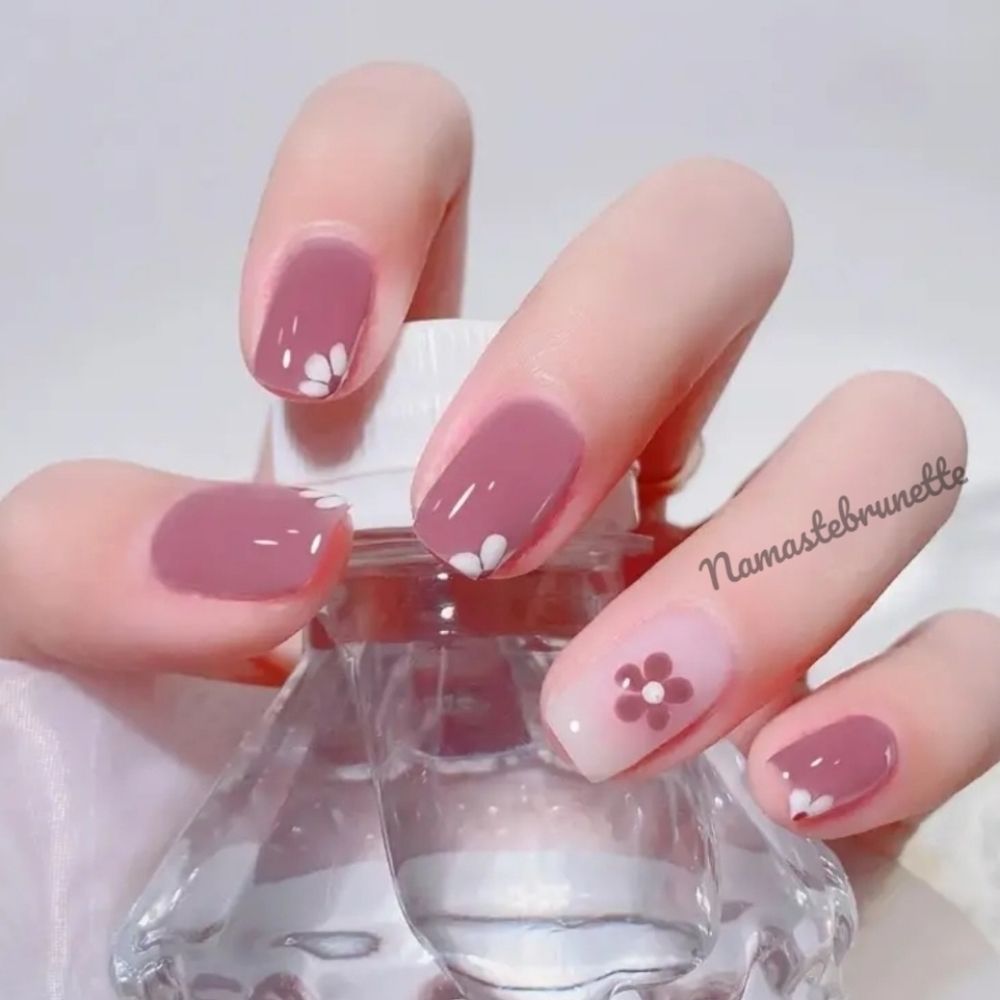 Boutique Makeup | 2/$16 Floral Press On Nails | Color: Pink/White | Size: Os