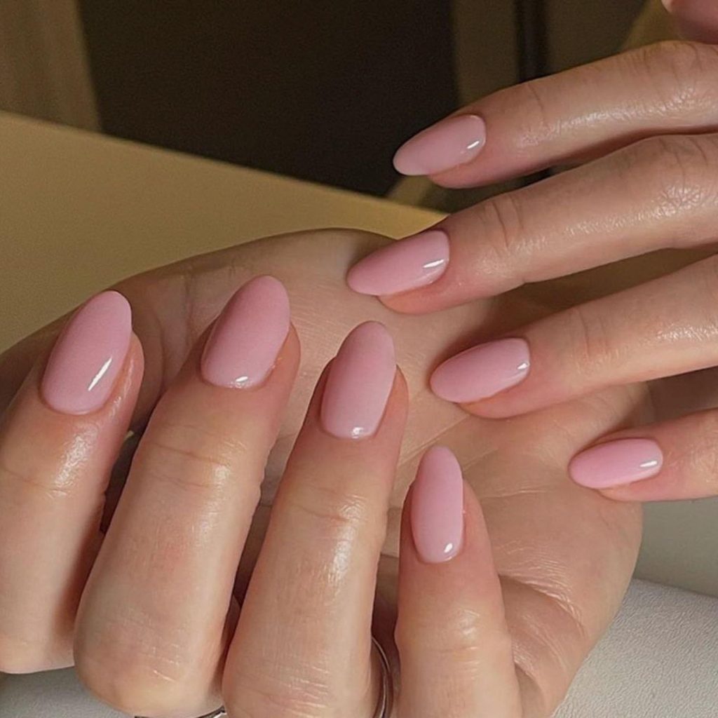 Solid Color Press on Nails Round headed short fake nails pink nails nude colored glazed crystal nails acrylic artificial nails woman and girl nail salon set of 24 pcs