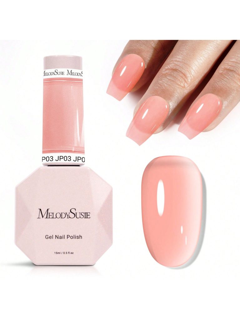 Jeweliver Jelly Gel Polish 0.5oz – Translucent Natural Color Sheer Soak Off UV LED Light Cure Soak-Off Nail Supply For Women, DIY Manicure, Long-Lasting Soap Nails, Gift For Girls – Pink Coral