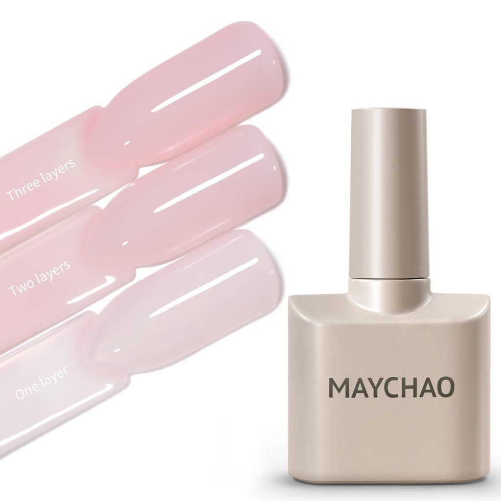 MAYCHAO 15ML Gel Nail Polish, Milky Pink Jelly Gel Nail Polish Soak Off UV LED Gel Polish Nail Art Starter Manicure Salon DIY at Home, 0.5 OZ