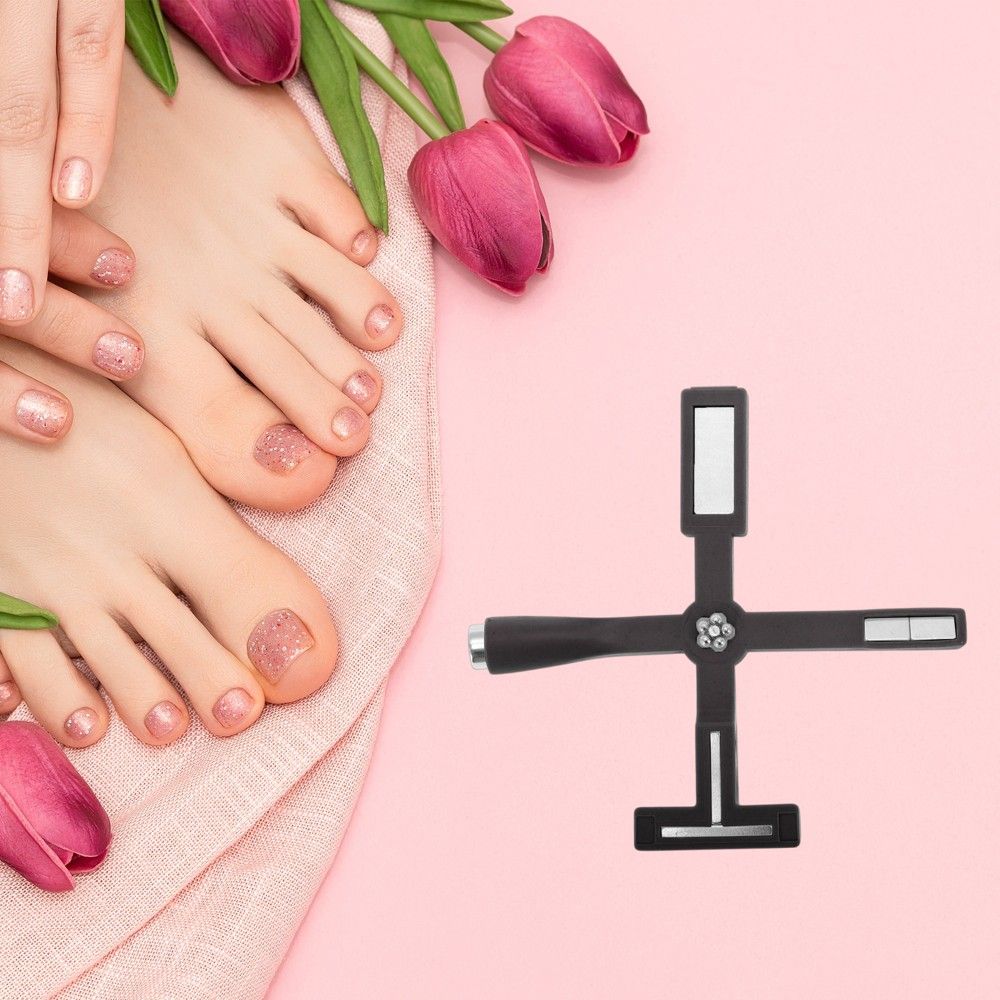 Unique Bargains Multifunctional Cross Shape Nail Magnet Black 1 Pc