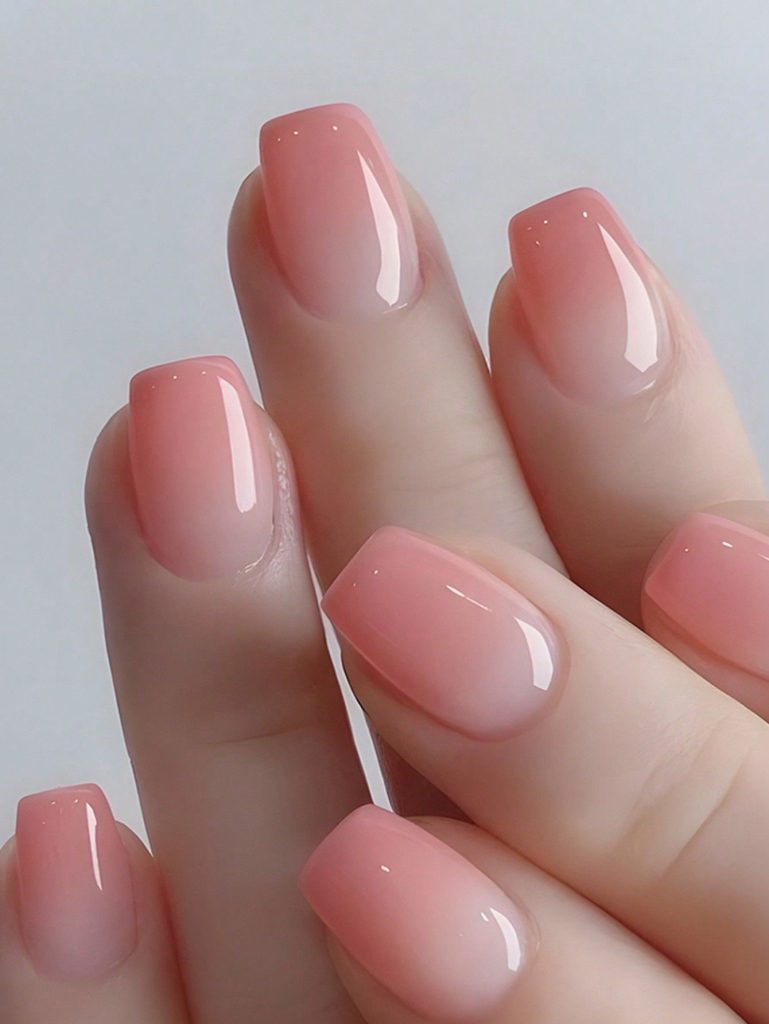 24pcs Y2K Style Pink Ombre French Long Square Coffin Fake Nails, Cute, Minimalist, Luxury, Removable Nail Art Sticker Decals For Holiday, Party, Date, Daily Wear Press On Nails