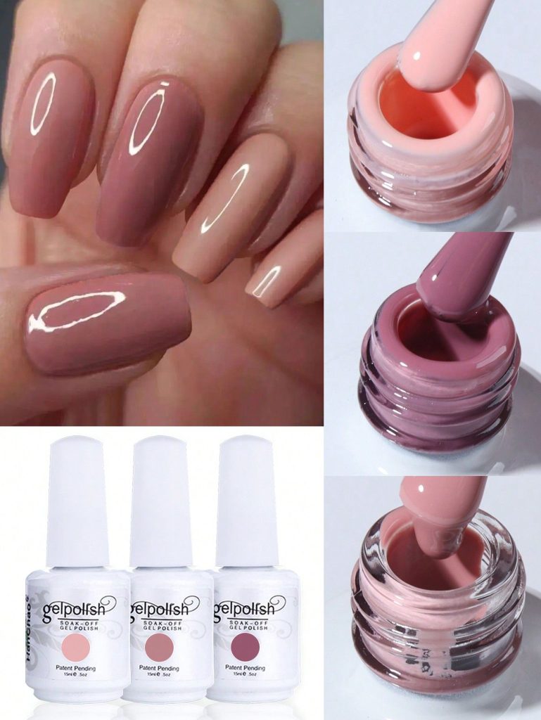 3Pcs 15Ml Gel Nail Polish Set, 3 Colors Nude Pink Red Gel Polish Set White Blue Nail Polish Gel All Seasons Nail Art Soak Off Led Gel Nail Kit Diy Home Salon Manicure Nail Gifts For Women Girls Fiesta