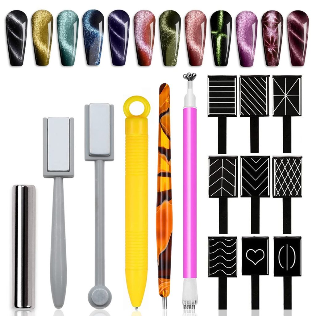 DANNEASY 15pcs Cat Eye Magnet for Nails Nail Magnet for Nail Art Magnetic Gel Polish Gel Nail Polish Pens Magnet Wand Nail Magnetic Stand Ombre Nail Design Kit Nail Art Tools