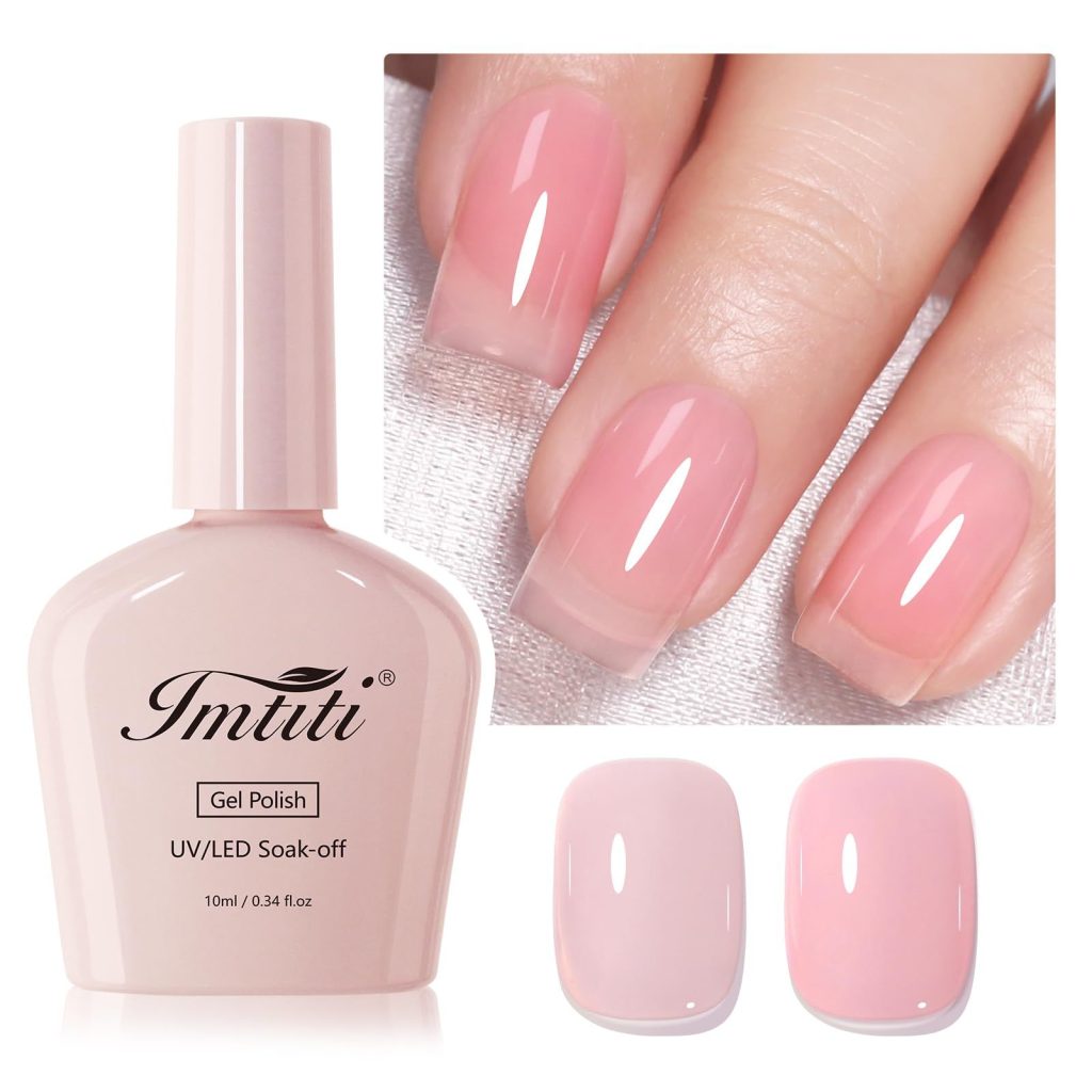 Imtiti French Styles Gel Nail Polish, Sheer Jelly Pink Translucent Pink Color UV/LED Soak Off Gel Polish for DIY Nail Art Manicure and Pedicure at Home or Salon (0.34 Fl Oz-957)