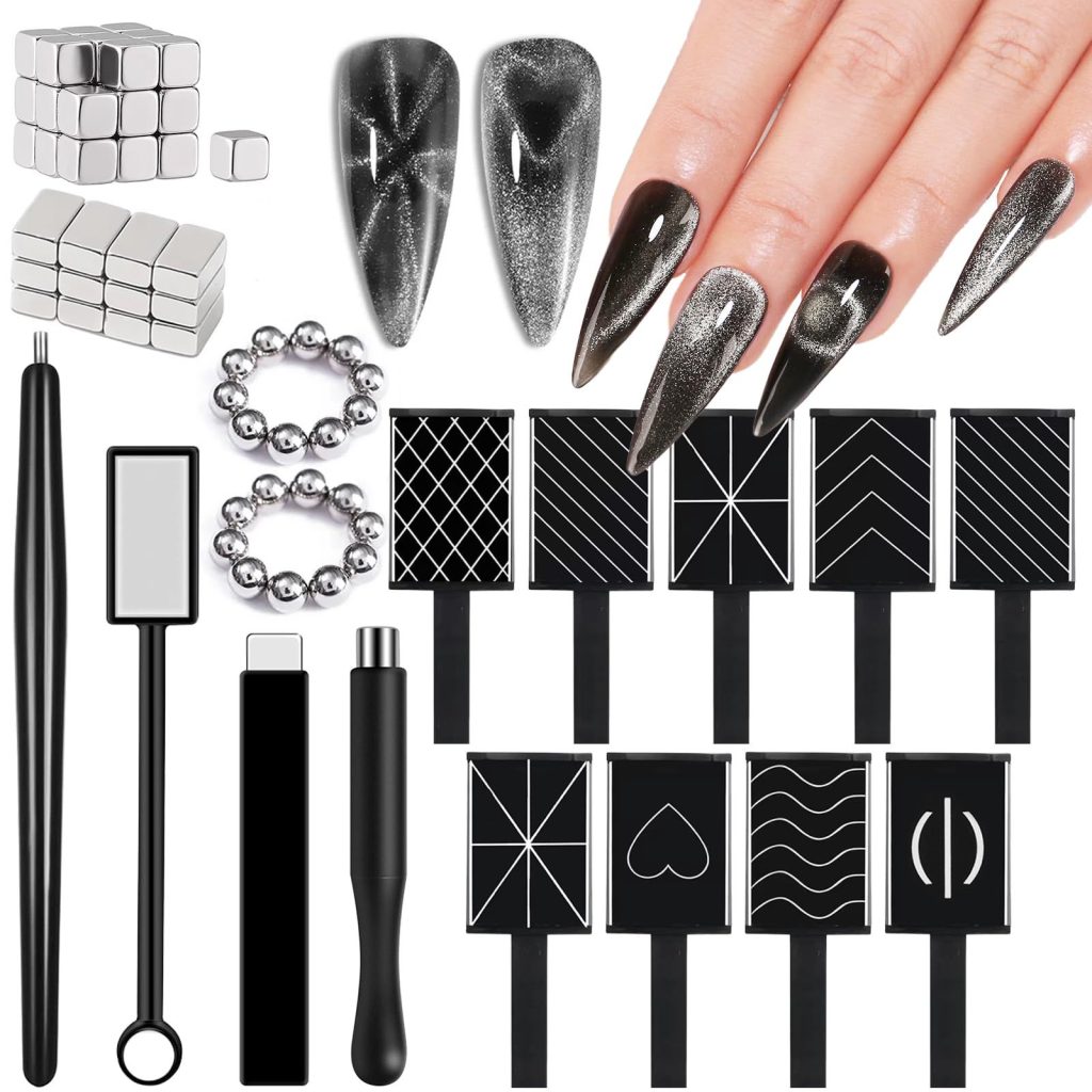 JFIYUOMCI 72Pcs Nail Magnet Tool Set, Cat Eye Gel Nail Polish Magnet Wand, Magnetic Nail Polish, Cat Eye Magnet for Nails, Cat Eye Magnets Tool Nail Design Tools Nail Art Accessories