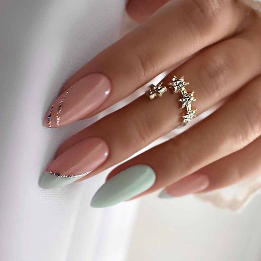 24Pcs Oval Head False Nails Pink Almond Artificial Fake Nails With Glue Full Cover Nail Tips Press On Nails DIY Manicure Tools – B67-15