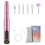 efuly Wireless Quiet Nail File with 20000 rpm Adjustable Nail Drill, USB Rechargeable Cutter Nails, Manicure Pedicure Set, Foot Care – Pink