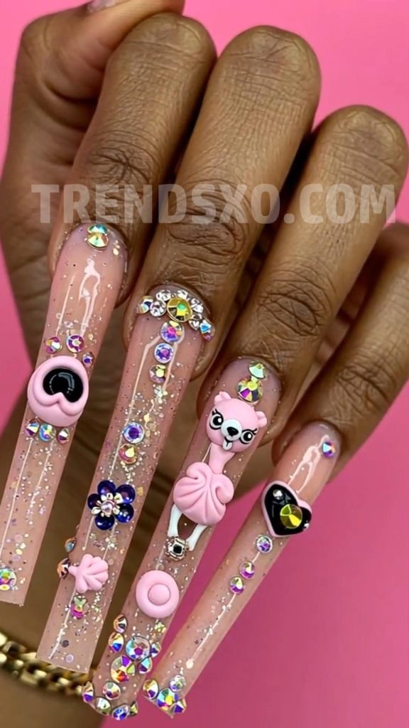 Kawaii Glam Fantasy Nails🌸🧸😍