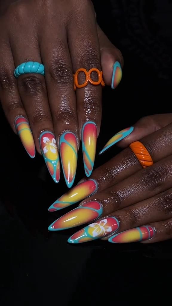 Your summer nail inspo 🌅🌇⛱️#blacknailtechs #nailtok #birminghamalabama #gelxnails