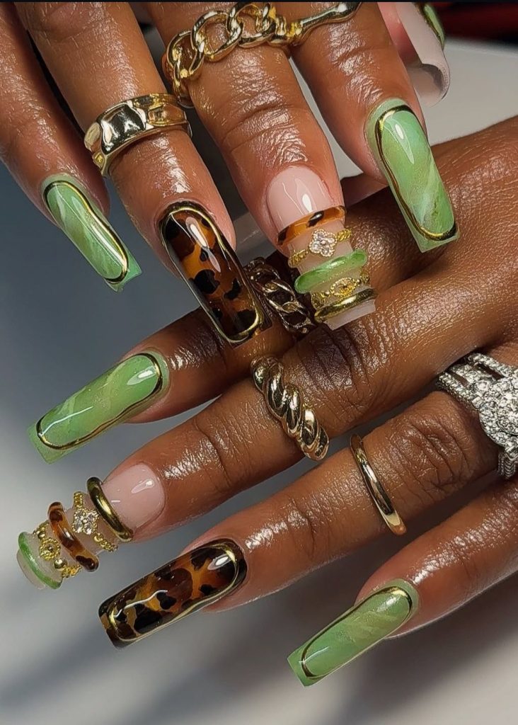 #nails #design #green #bangles