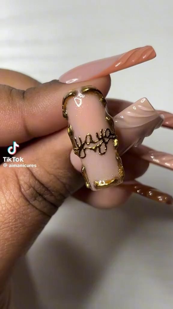 gold plated earring nails | 90s nails